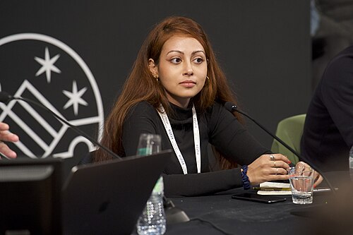 Manisha Ganguly, visual investigations lead and an investigations correspondent at The Guardian, speaking at the International Journalism Festival 2024 in Perugia, Italy on a panel called War crimes investigations and accountability using open source techniques.