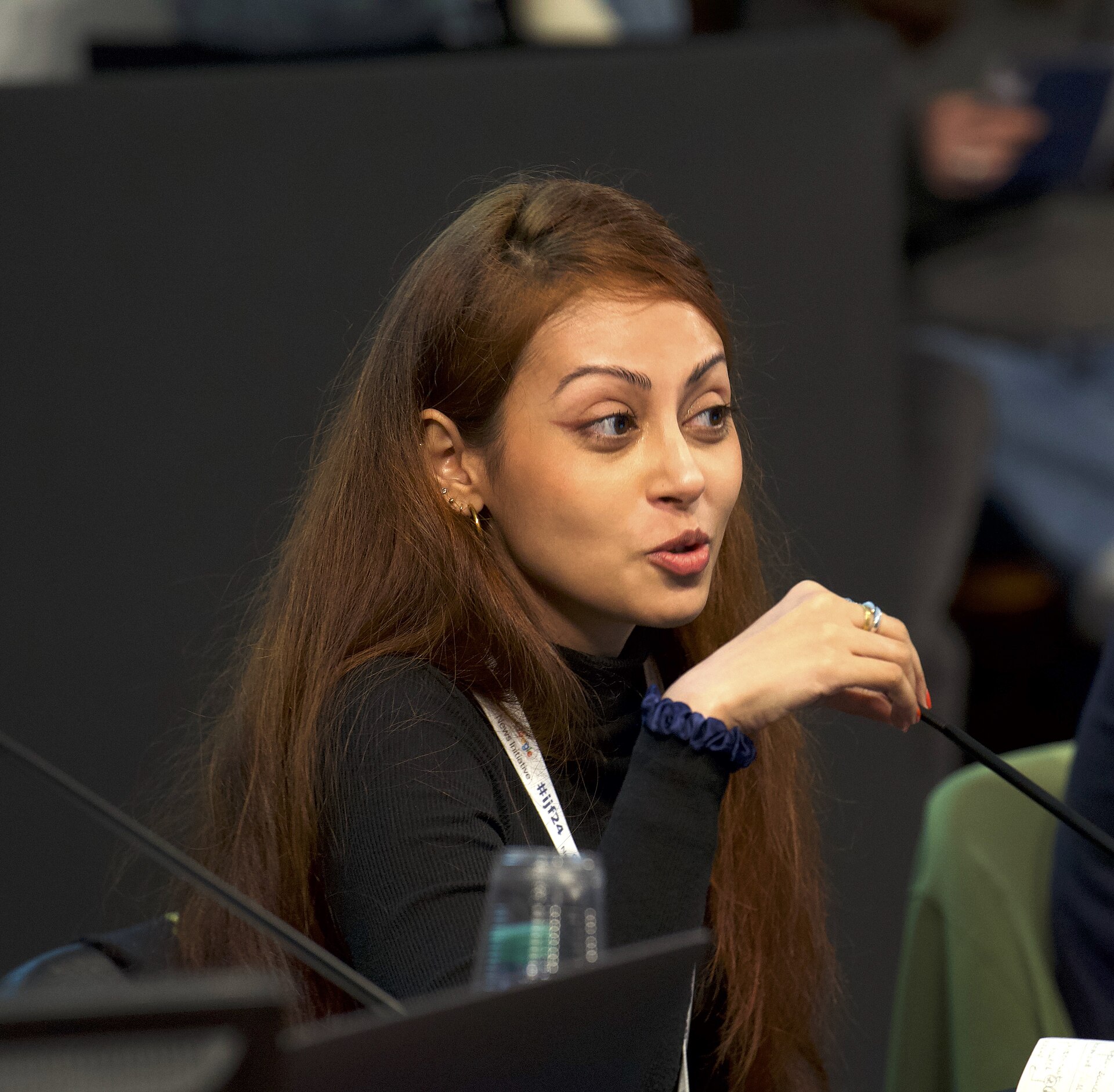 Manisha Ganguly, visual investigations lead and an investigations correspondent at The Guardian, speaking at the International Journalism Festival 2024 in Perugia, Italy on a panel called War crimes investigations and accountability using open source techniques.