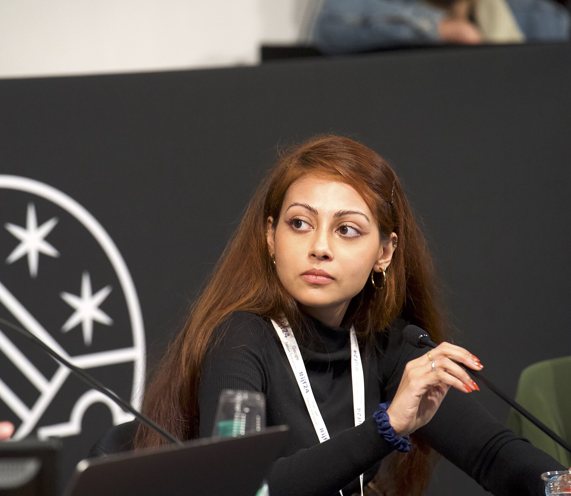 Manisha Ganguly, visual investigations lead and an investigations correspondent at The Guardian, speaking at the International Journalism Festival 2024 in Perugia, Italy on a panel called War crimes investigations and accountability using open source techniques.