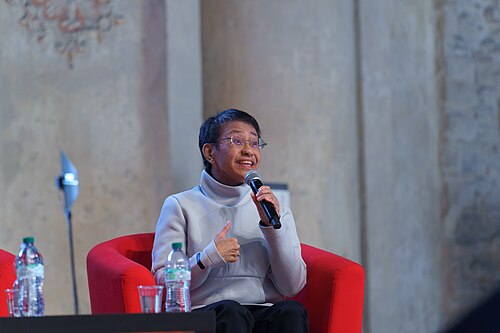 Maria Ressa, Co-Founder and CEO of Rappler, speaking at the International Journalism Festival 2024 in Perugia, Italy on a panel called Disarming disinformation: how leading international editors are responding to information pollution in a pivotal year for democracy.