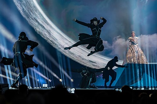 Mariam Shengelia, representing Georgia, performing at Eurovision 2025 in Basel, Switzerland.