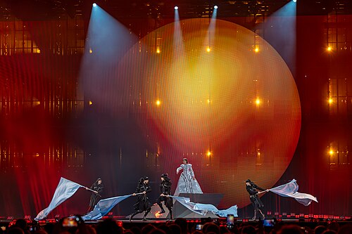 Mariam Shengelia, representing Georgia, performing at Eurovision 2025 in Basel, Switzerland.