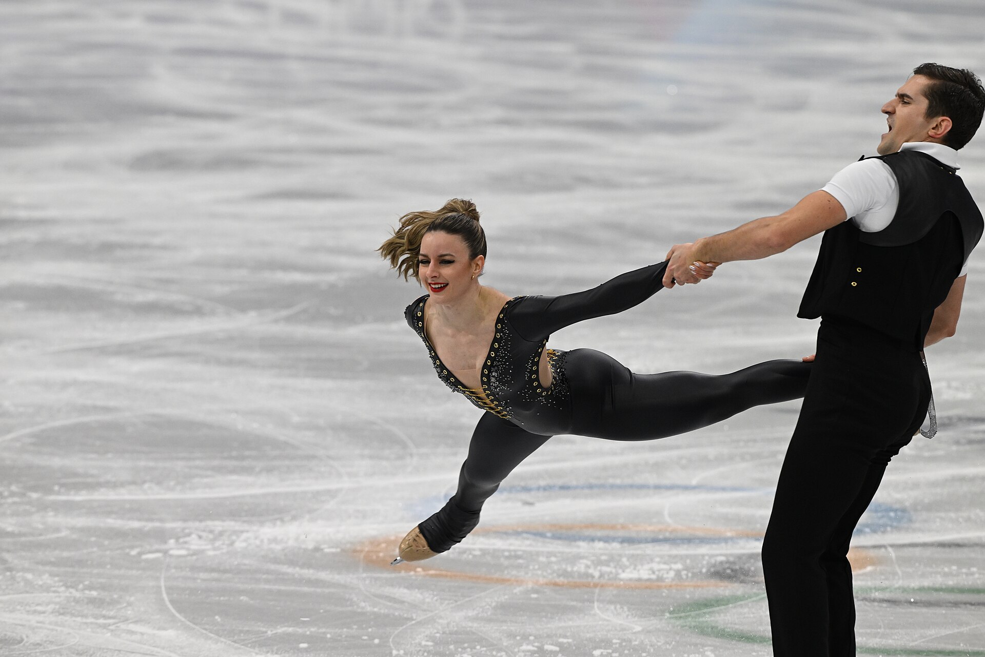 MILAN, ITALY - 09 FEBRUARY 2026: Marie-Jade Lauriault and Romain Le Gac of Canada compete during the Figureskating ice dance rhythm dance at the Olympic Winter Games Milano Cortina 2026 Milano Ice Skating Arena on February 09, 2026 in Milan, Italy