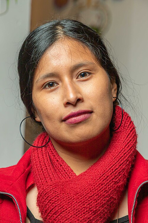 Marisol Camargo integrante de PACHA Grupo de Arte y Literatura, durante Segunda edición de Wamlita - Reconocimiento a la mujer. Realizado el 14 de marzo de 2026, Huancayo, Perú.