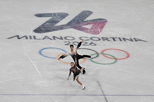 MILAN, ITALY - 07 FEBRUARY 2026: Marjorie Lajoie and Zachary Lagha of Canada compete during the Figure Skating Team Event Ice Dance-Free Dance  at the Olympic Winter Games Milano Cortina 2026  Milano Ice Skating Arena on February 07, 2026 in Milan, Italy