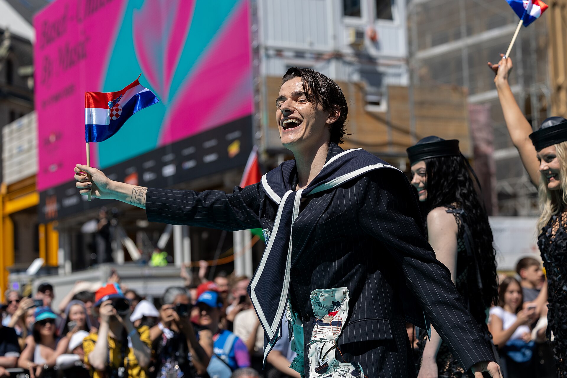 Marko Bošniak, representing Croatia, on the Turquoise Carpet at Eurovision 2025 in Basel, Switzerland.