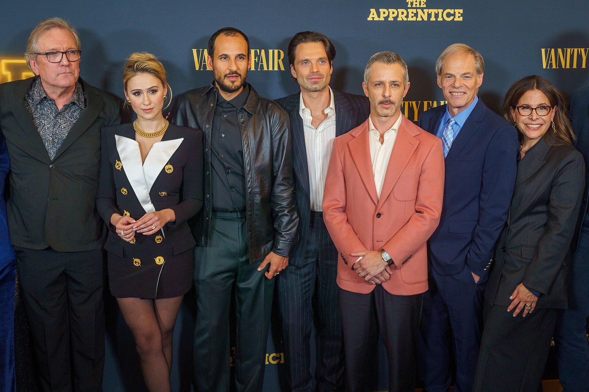 Martin Donovan, Maria Bakalova, Ali Abbasi, Sebastian Stan, Jeremy Strong, Tom Ortenberg, and Amy Baer in New York City for the movie The Apprentice.