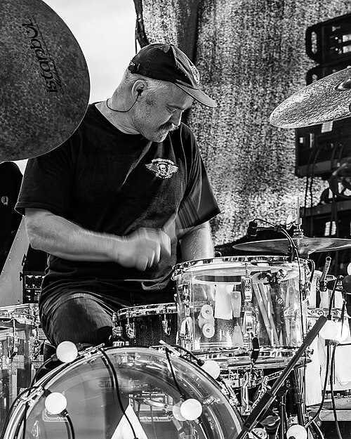 Martin Horntveth on stage with Jaga Jazzist in 2021