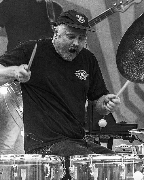 Martin Horntveth on stage with Jaga Jazzist in 2021