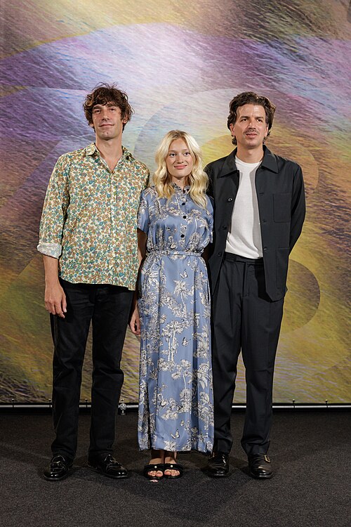 : Matteo Zoppis, Nadia Tereszkiewicz and Alessio Rigo de Righi attend the 'Testa o Croce?' photocall during the 78th Locarno Film Festival on August 10, 2025 in Locarno, Switzerland.