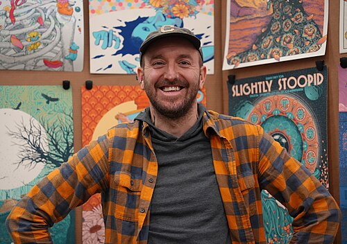 Max Wesoloski, Max Weso Art, Flatstock exhibit at SXSW 2025 in Austin, Texas in March 2025.