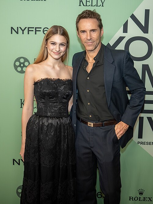 May Nivola and Alessandro Nivola at the 63rd annual New York Film Festival at Lincoln Center in 2025 for the film Jay Kelly