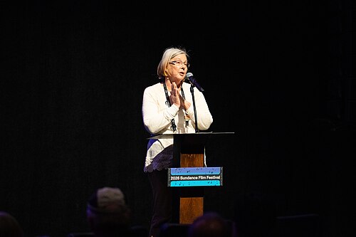 Lisa Rajigah presenting the film Gail Daughtry and the Celebrity Sex Pass on the last day of Sundance Film Festival 2026