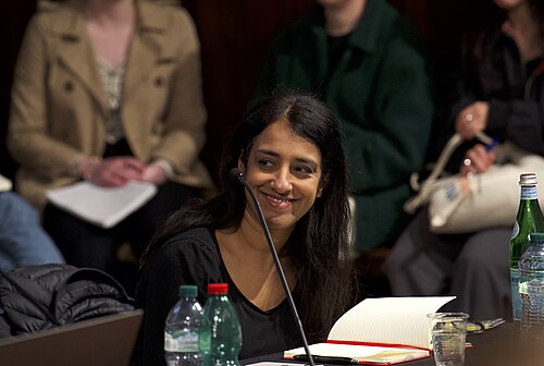 Megha Rajagopalan, international investigative correspondent for The New York Times, speaking at the International Journalism Festival 2024 in Perugia, Italy on a panel called War crimes investigations and accountability using open source techniques.