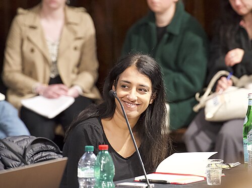 Megha Rajagopalan, international investigative correspondent for The New York Times, speaking at the International Journalism Festival 2024 in Perugia, Italy on a panel called War crimes investigations and accountability using open source techniques.