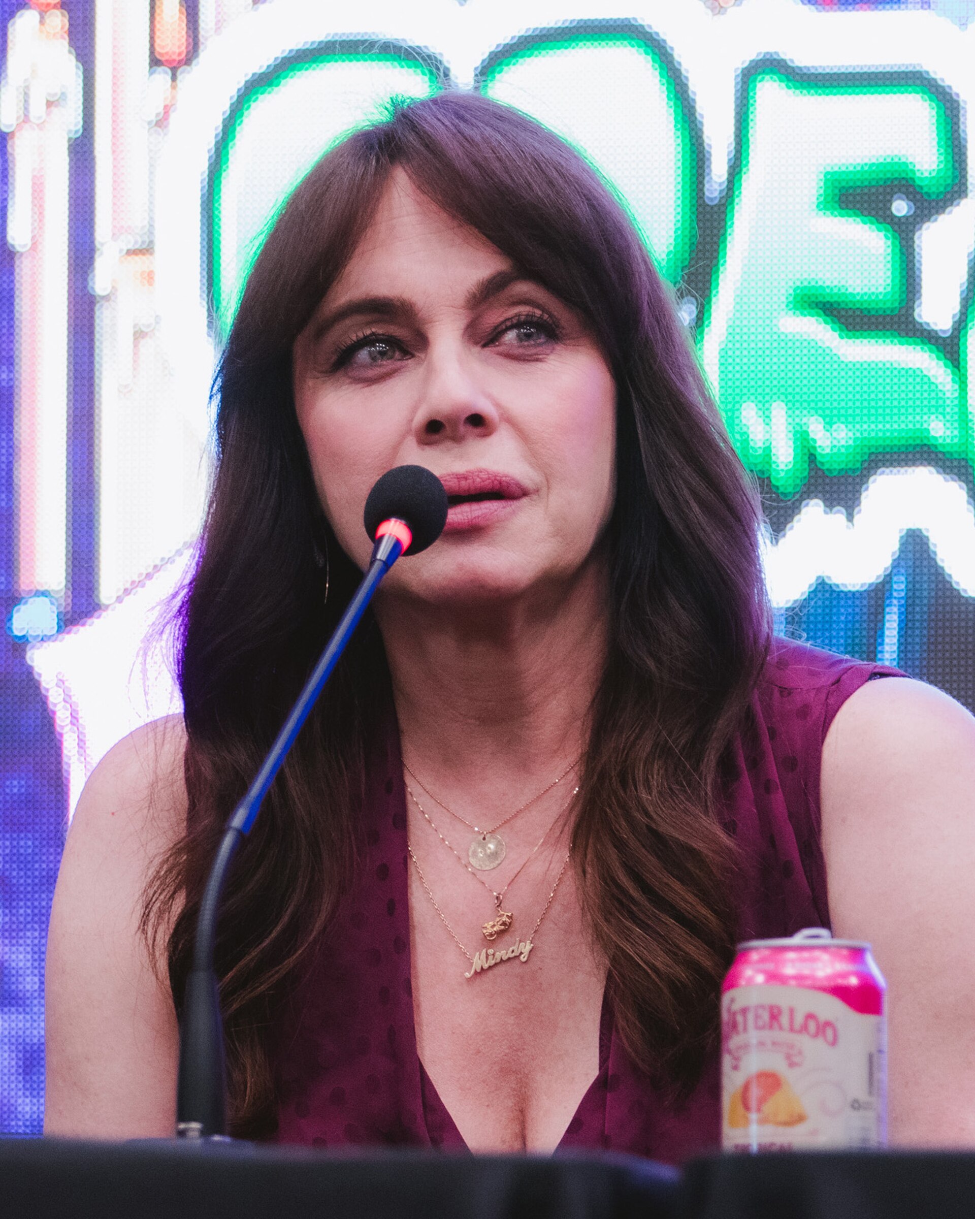Melinda Clarke speaking at Creep I.E. Con Aftermath 2025