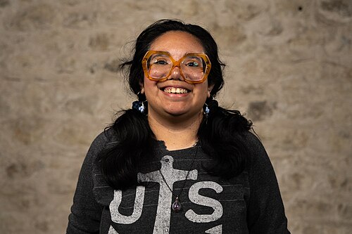 Melissa Talavero, Site lead, at the WikiPortraits studio at the 2025 SXSW Festival.