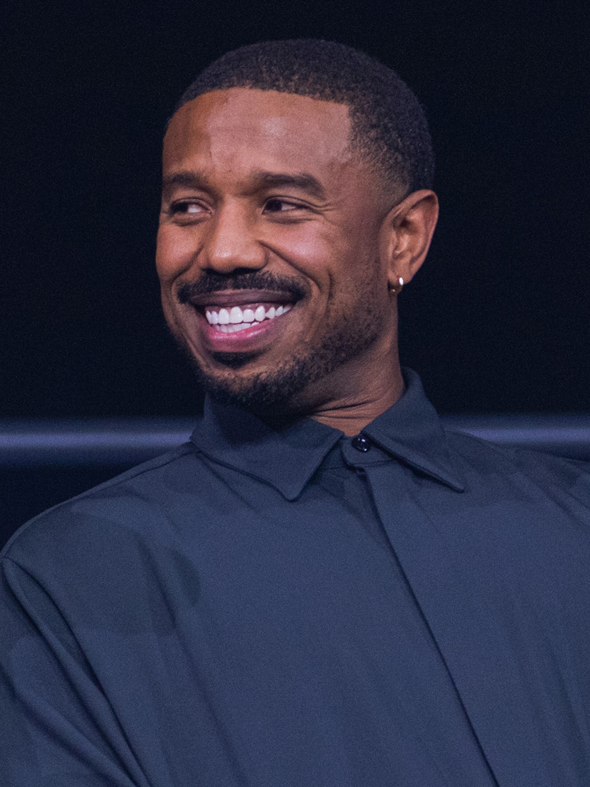 Michael B. Jordan at a Q&A for Sinners in Los Angeles, California