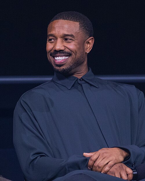 Michael B. Jordan at a Q&A for Sinners in Los Angeles, California