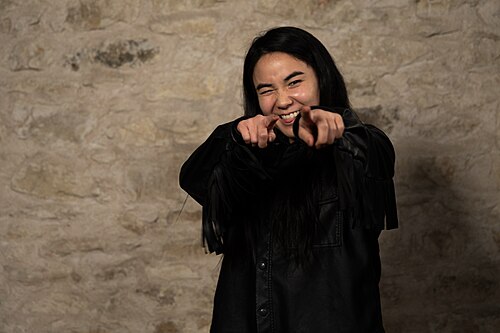 Michaela Holland, Director & Founder, at the WikiPortraits studio at the 2025 SXSW Festival.