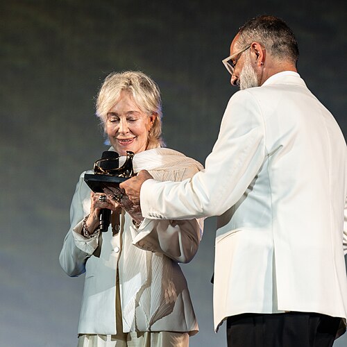 Milena Canonero accepts The Vision Award at the Locarno Film Festival, Switzerland, 10 August 2025
