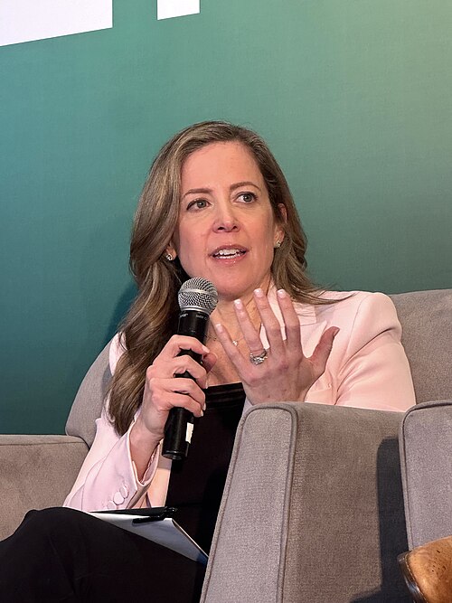 Miriam Vogel, President and CEO at EqualAI, speaking at the 2025 Knight Media Forum in Miami, Florida in February 2025