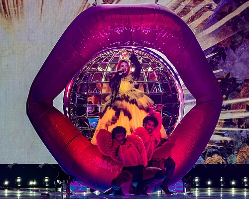 Miriana Conte, representing Malta, performing at Eurovision 2025 in Basel, Switzerland.
