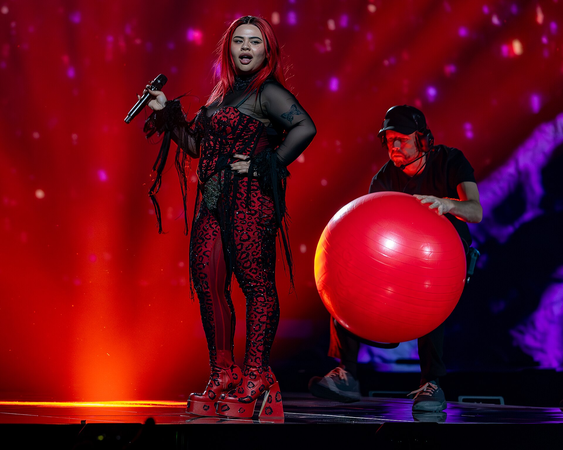Miriana Conte, representing Malta, performing at Eurovision 2025 in Basel, Switzerland.