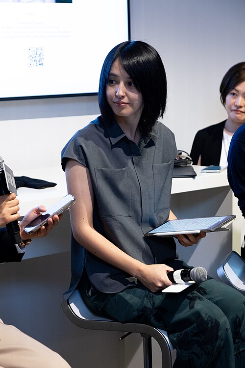 Miwa Komatsu, artist, at the Art Basel international art fair in Basel, Switzerland in June 2025.