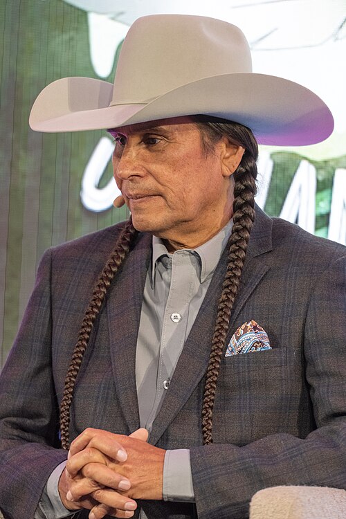 Mo Brings Plenty, Lakota actor, cultural advisor and advocate for environmental and social justice, at the 2025 SXSW London festival in London, England.