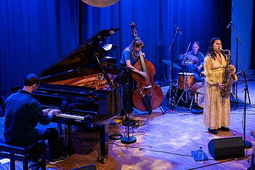 Mona Krogstad "Serenity now" med Veslemøy Narvesen, Hogne Kleiberg, Kertu Auer og special guest Kristoffer Lo. Sølvsalen, Kongsberg Jazzfestival 2024.
Foto: Birgit Fostervold @knipselyst

CC: BY-SA 2.0