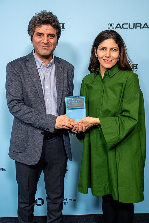 Monhammaderza Eyni and Sara Khaki at the 2025 Sundance Film Festival Awards
