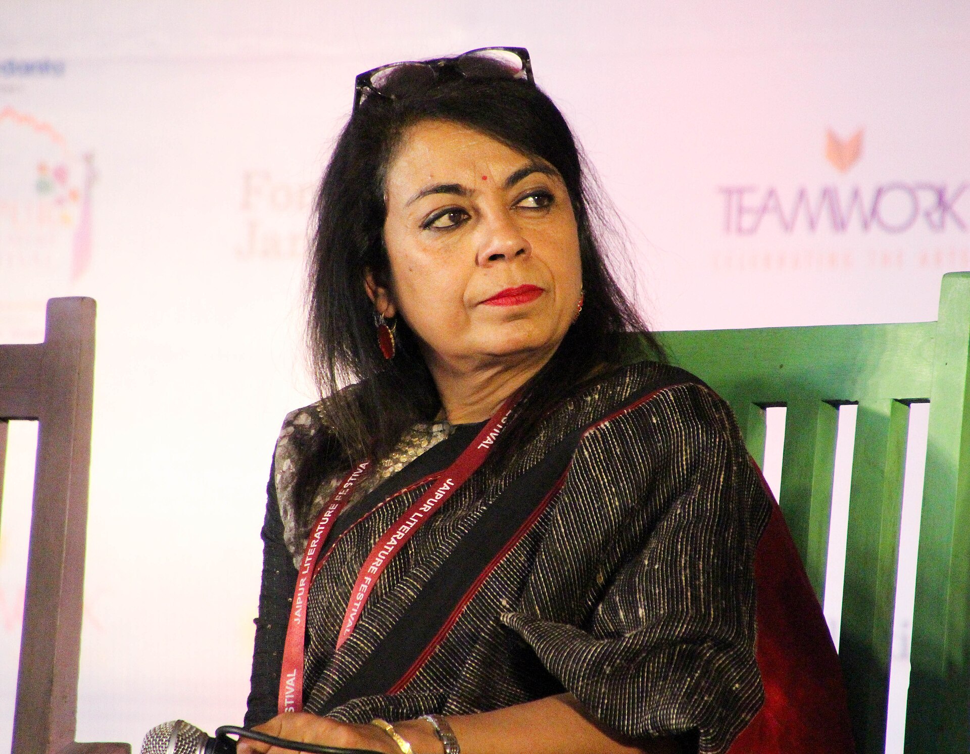 Mukulika Banerjee, academic, at the 2025 Jaipur Literature Festival in Jaipur, India.