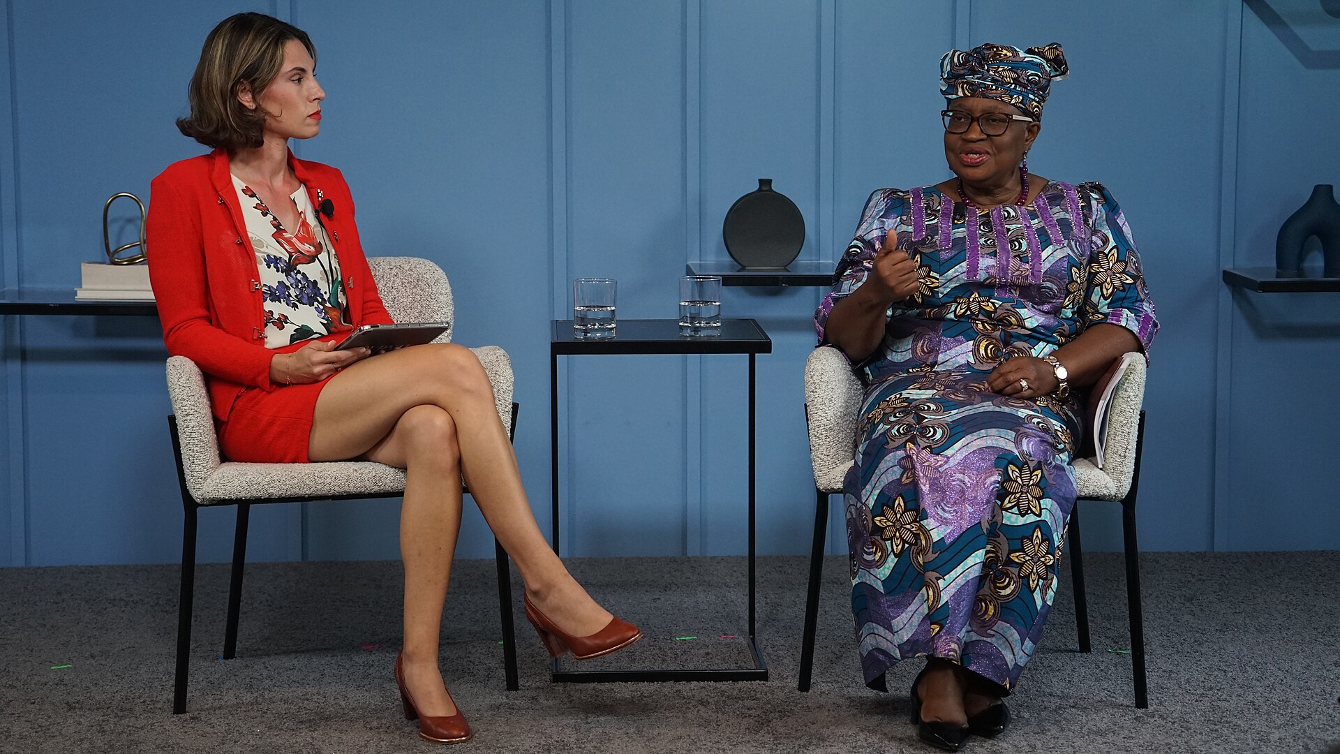 Rachel Wolfe and Ngozi Okonjo-Iweala at Wall Street Journal House at New York Climate Week 2025