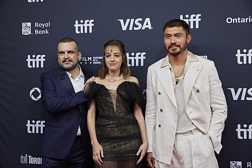 Nacho Vigalondo, Beatrice Grannò, and Henry Golding, actor, at the 2024 Toronto International Film Festival (TIFF) in Toronto, Canada