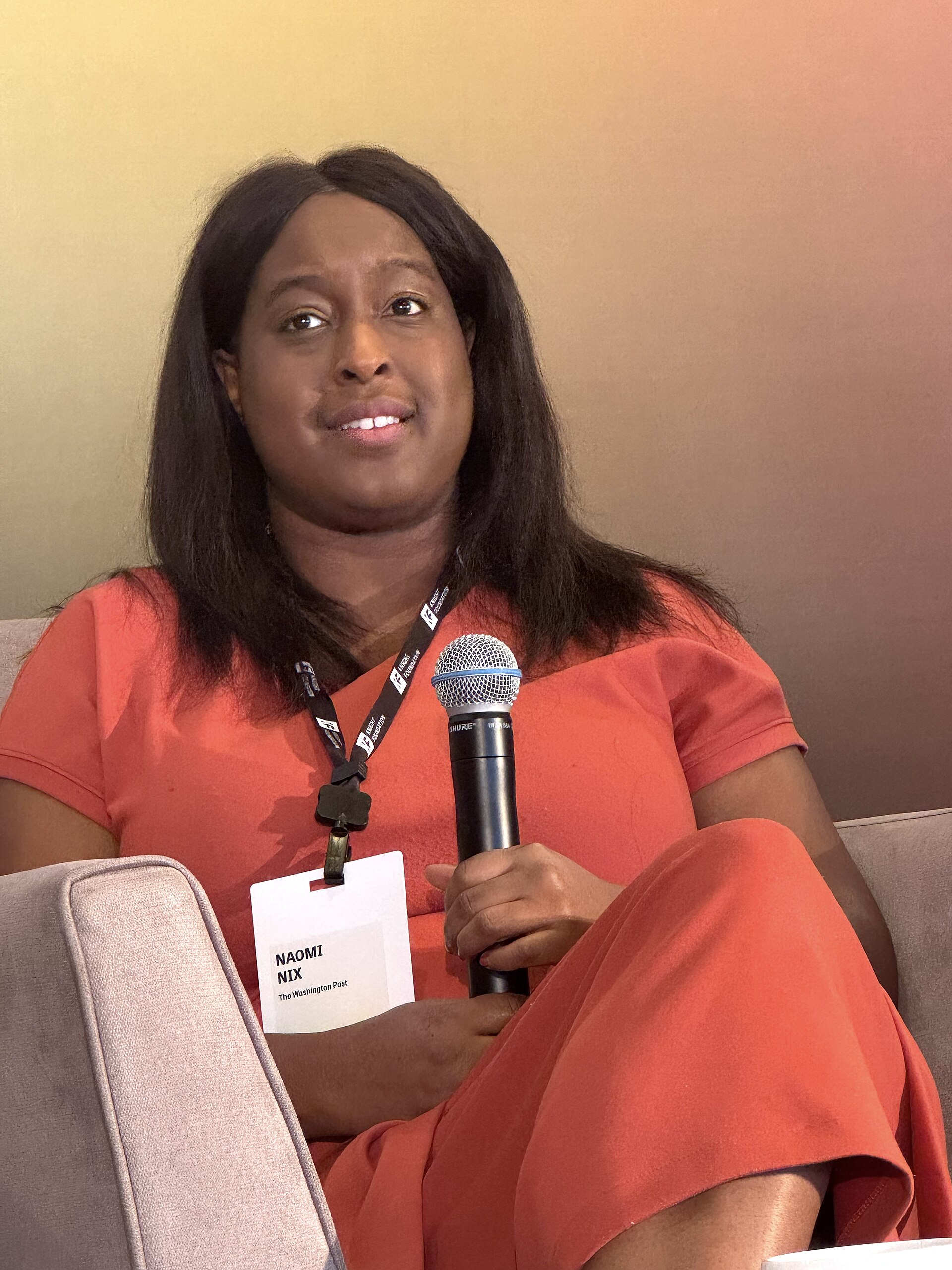 Naomi Nix, Contributor at The Washington Post, speaking at the 2025 Knight Media Forum in Miami, Florida in February 2025