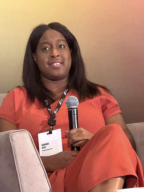 Naomi Nix, Contributor at The Washington Post, speaking at the 2025 Knight Media Forum in Miami, Florida in February 2025