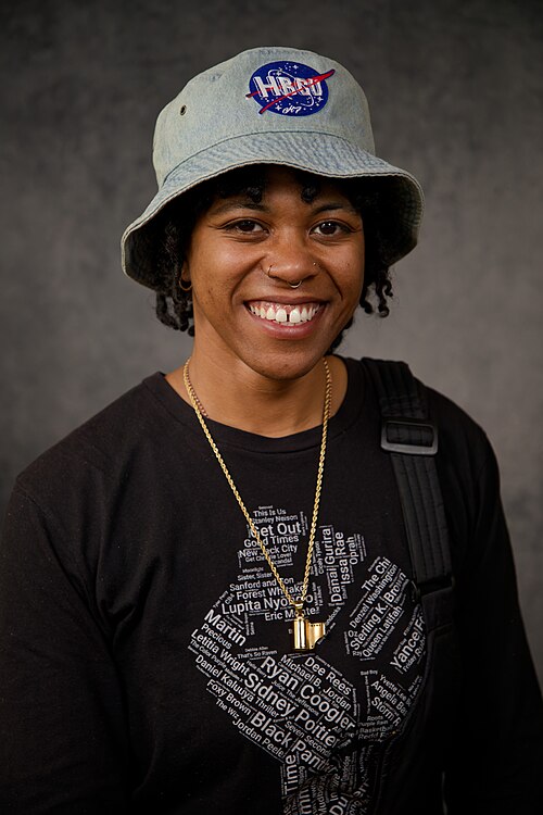 Natalie "Naee" Anderson, film director and producer, at the WikiPortraits studio at the 2025 Sundance Film Festival.