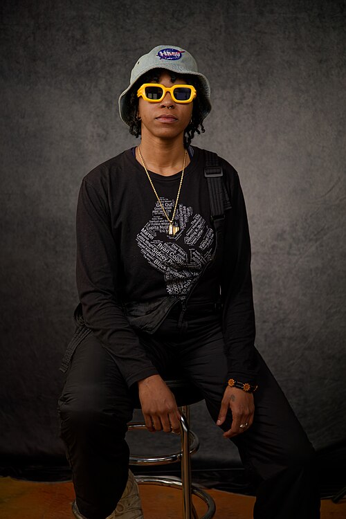 Natalie "Naee" Anderson, film director and producer, at the WikiPortraits studio at the 2025 Sundance Film Festival.