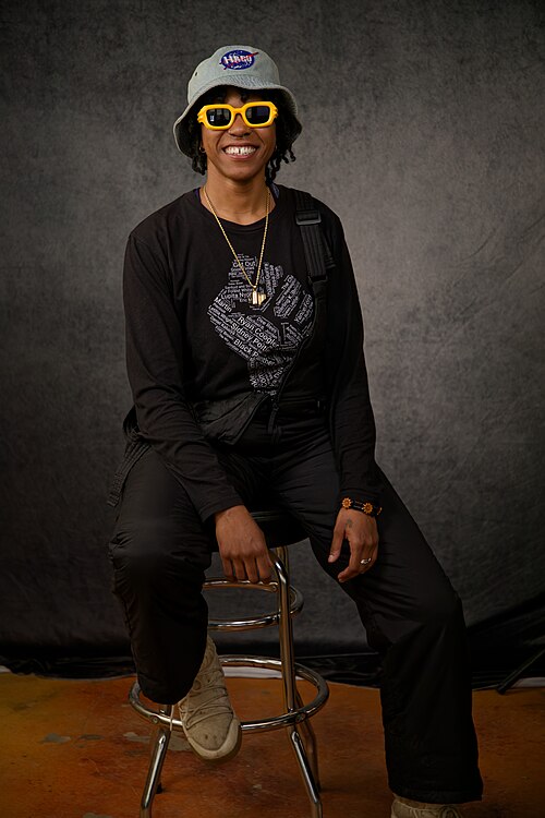 Natalie "Naee" Anderson, film director and producer, at the WikiPortraits studio at the 2025 Sundance Film Festival.