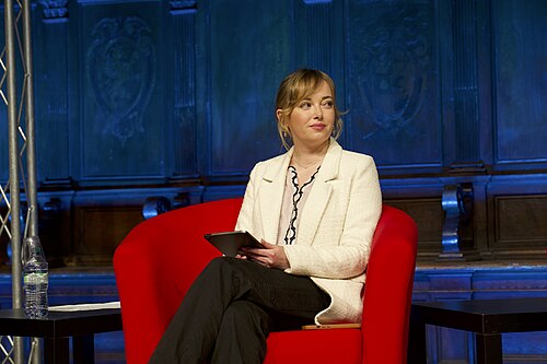 Natalie Sedletska, editor-in-chief of “Schemes,” at the International Journalism Festival 2024 in Perugia, Italy speaking on a panel called Is truth the first casualty of war? How we stand for journalistic freedoms in Ukraine