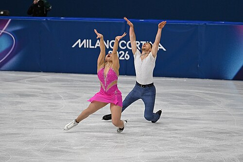 MILAN, ITALY - 09 FEBRUARY 2026: Natalie Taschlerova and Filip Taschler of Czech Republic compete during the Figureskating ice dance rhythm dance at the Olympic Winter Games Milano Cortina 2026 Milano Ice Skating Arena on February 09, 2026 in Milan, Italy