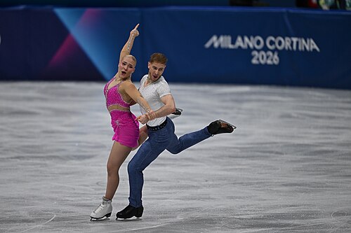 MILAN, ITALY - 09 FEBRUARY 2026: Natalie Taschlerova and Filip Taschler of Czech Republic compete during the Figureskating ice dance rhythm dance at the Olympic Winter Games Milano Cortina 2026 Milano Ice Skating Arena on February 09, 2026 in Milan, Italy