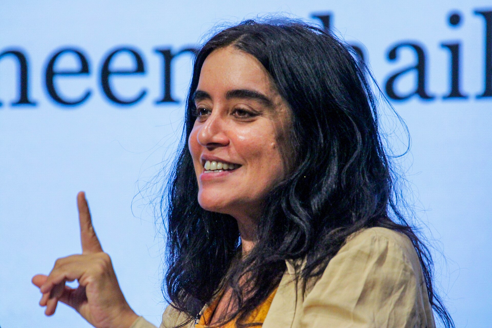 Nermeen Shaikh, writer and broadcast news producer, at the 2024 Jaipur Literary Festival USA, New York in New York City