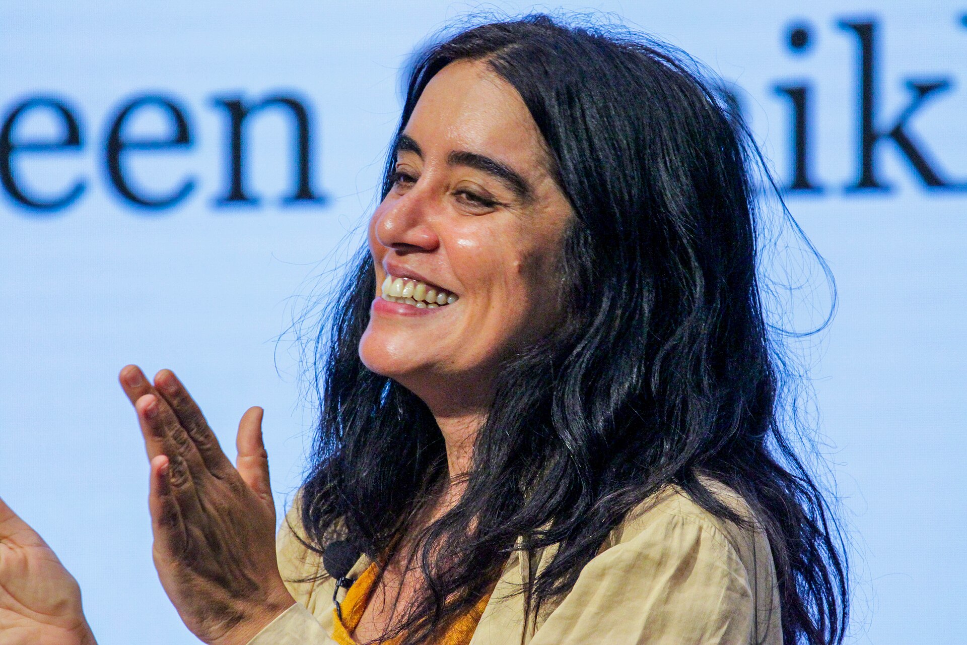 Nermeen Shaikh, writer and broadcast news producer, at the 2024 Jaipur Literary Festival USA, New York in New York City