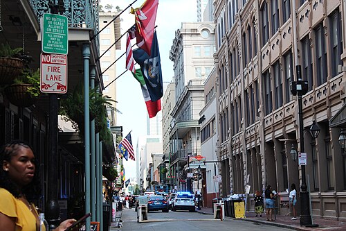 New Orleans Streets - 800 block of Iberville Street, French Quarter, looking riverwards