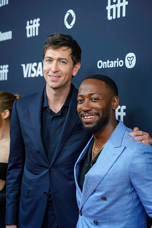 Nicholas Braun and Lamorne Morris at the 2024 Toronto International Film Festival (TIFF) for the movie SATURDAY NIGHT.