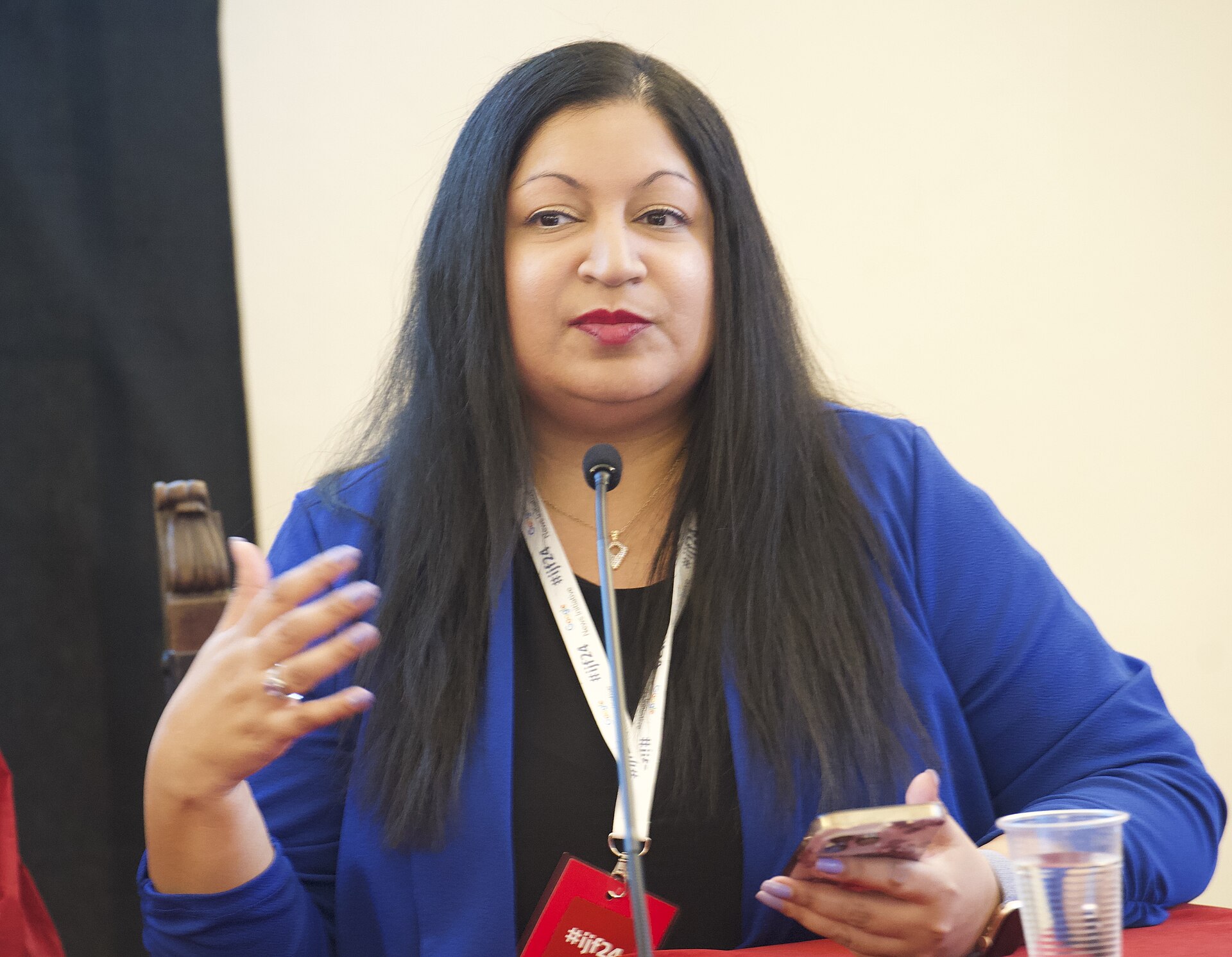 Niketa Patel, Senior Director of Leadership Programs at Craig Newmark Graduate School of Journalism at CUNY, speaking at the International Journalism Festival 2024 in Perugia, Italy on a panel called Representation and proximity: changing the storytellers of record.