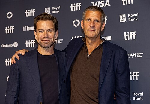 Nikolaj Lie Kaas and Anders Thomas Jensen, actor and director, respectively, at the 2025 Toronto International Film Festival (TIFF) for the movie The Last Viking.