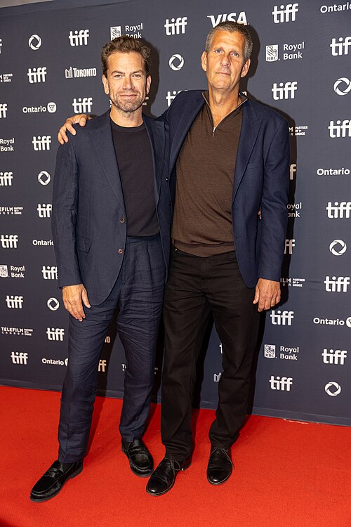Nikolaj Lie Kaas and Anders Thomas Jensen, actor and director, respectively, at the 2025 Toronto International Film Festival (TIFF) for the movie The Last Viking.